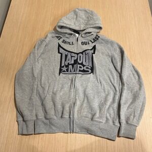 Tapout MPS Mens Gray Zip Up Hoodie Out Skill Out Last Graphic Sweatshirt Size M